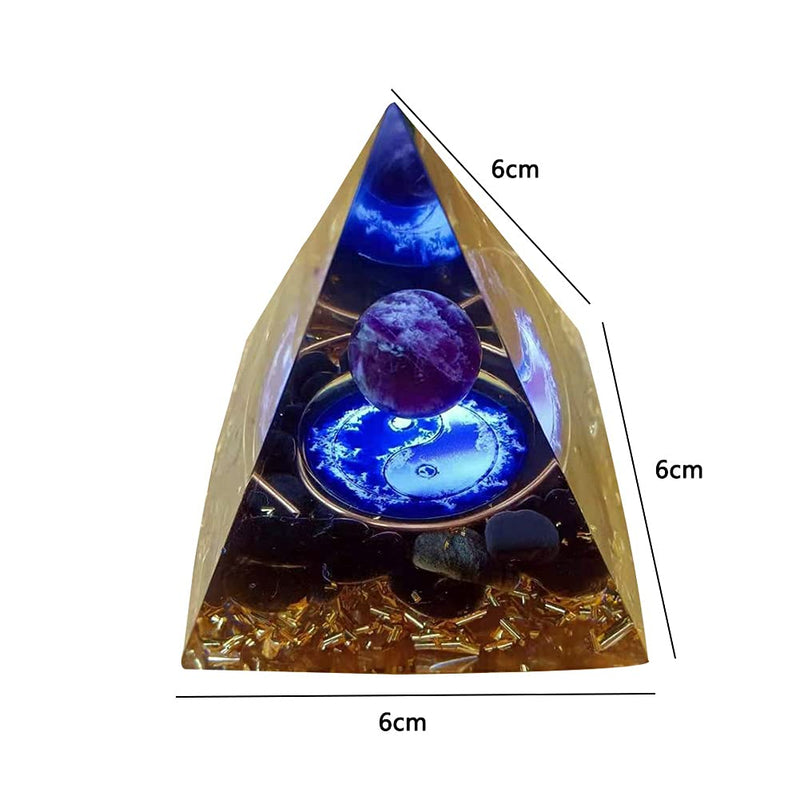 VNSTKWW Orgone Pyramid Crystal, Healing Chakra Pyramid for Protection,Balancing Positive Energy,Obsidian Emotional-Negativity Removal Stone,Clear Quartz Crystal Point for Meditation(2.36 inch) C - NewNest Australia