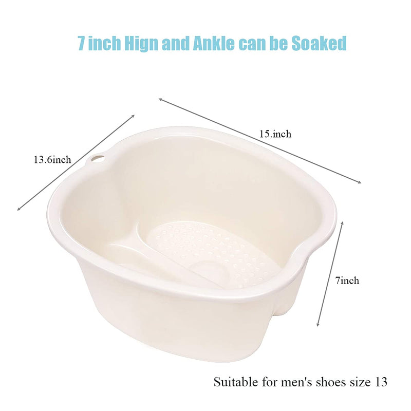 Foot Soak Basin Bath Spa Tub, Hulpuog Large Size Plastic Foot Sink for Soaking Feet, Foot Bath Bucket Washing Bowl for Home Foot spa Treatment/Relax/Dead Skin Remover/Pedicure, Foot Care Gift (WHITE) WHITE - NewNest Australia