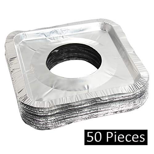 50 Pack Aluminum Foil Square Stove Burner Covers Disposable Heavy Thick Quality Bib Liners Drip Pans Gas Range Top Protectors 8.5” 1 - NewNest Australia