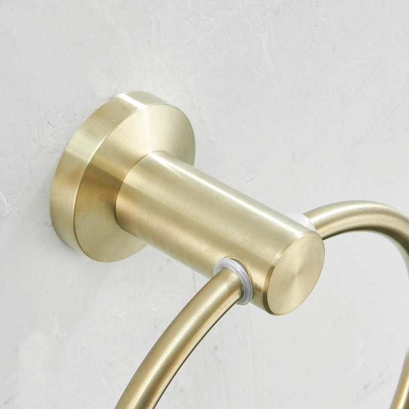 BATHSIR Gold Towel Ring, Towel Holder for Bathroom Round Hand Brushed Gold Towel Rack Wall Mount Stainless Steel - NewNest Australia