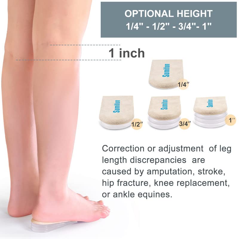 Sumifun Heel Lift Inserts, 1/4" to 1" Gel Shoe Heels Inserts for Women, Adjustable Orthopedic Heel Pads for Heel Pain and Leg Length Discrepancies, Heel Cups 1/4" 1/2" 3/4" Beige - NewNest Australia