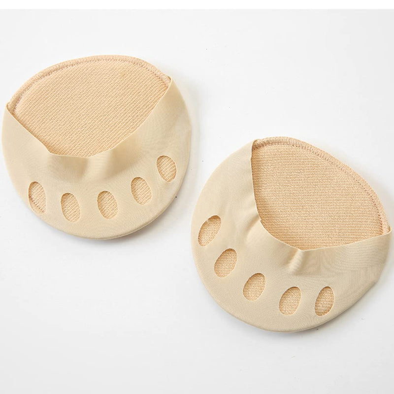 Foot Pads(3pairs) Reusable Soft Ball of Foot Cushions Forefoot Pads for Women Prevention Pain Relief Honeycomb Fabric Foot Pads Toe Socks, 5 Toes, Sweat Absorbent, Non-Slip, Foot Cover, Inner Socks Black White Apricot - NewNest Australia