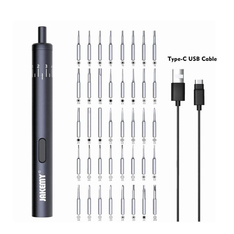 Electric Screwdriver, Jakemy Adjustable 8 Torque USB Type-C Rechargeable Multi-Function Magnetic Precision Power Screwdriver Set Repair Tool Kit with 40 Bits for iPhone, Watch, Smartphone Y02-JM - NewNest Australia