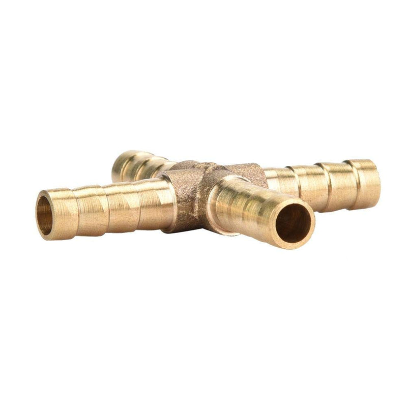 5pcs Brass 4 Way Hose Barb Cross Fitting Connector Joint Copper Barbed Adapter Air Water Oil Gas Fuel 6/8/10/12mm(6mm) 6mm - NewNest Australia