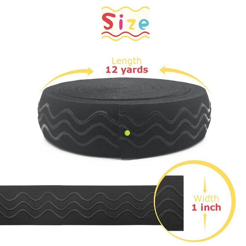 SmiLife Elastic Silicone Gripper Band for Clothing, Non Slip Sewing Elastic Band, 1 Inch x 12 Yards, Black - NewNest Australia