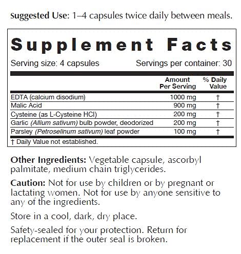 Enhanced Garlic EDTA - High Potency Calcium Disodium EDTA with Malic Acid, Garlic, Cysteine and Parsley. Proprietary Blend Free. - NewNest Australia