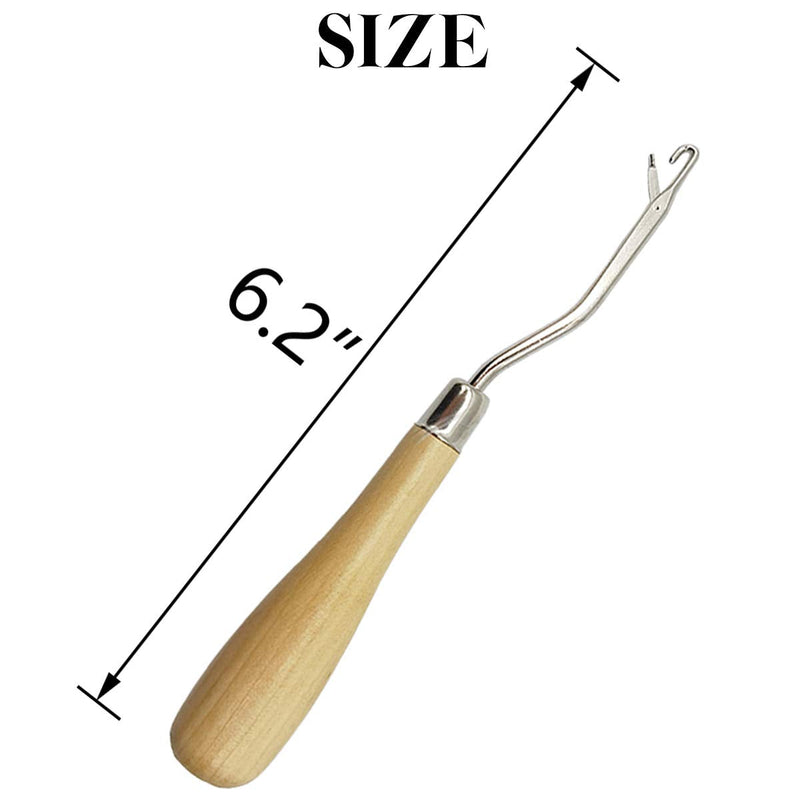 ROYHOO 10PCS Wooden Bent Latch Hook Tool Knitting Tool Needle Hook with Wood Handle for Crafts Carpet - NewNest Australia