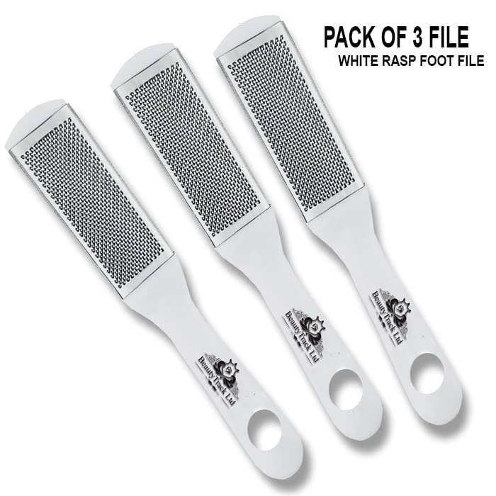 Pack of 3 Files Double Sided Professional Foot File Rasp Hard Dead Skin Remover Pedicure Skin Grater Remove Calloused Dry Rough Dead Skin Feet Soft Smooth (White Foot Files) White Foot Files - NewNest Australia