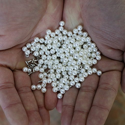 AKOAK 100 Set Pearl Rivet,Half Hole Faux Pearls Rivets Studs Buttons for Hat/Shoe/Clothes/Bag/Skirt/Bridal Veil DIY Accessories (6.0mm) 6.0mm - NewNest Australia