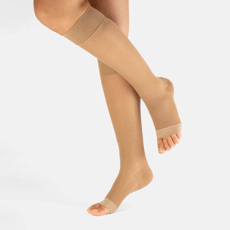 CALZITALY PACK 1/2 toe-free support stockings with strong graduated compression 18-22 mm/Hg | Compression stockings Open Toe | 140 DEN | Made in Italy L/XL (2 pieces) skin color - NewNest Australia