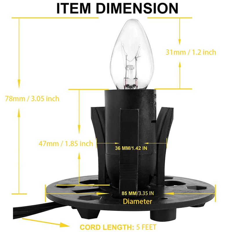 OHLGT Himalayan Salt Lamp Cord Replacement with Dimmer Switch and E12 Halogen Salt Lamp Bulbs(6-Pack), 5 Feet Salt Lamps Cords with Base Assembly (Salt Lamps Cords with Base Assembly) - NewNest Australia