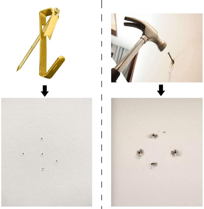 Picture Hanging Hooks, 50 Pcs Heavy Duty 10-50 lbs Picture Hangers Hardware kit with Nails for Picture Frame, Canvas, Mirror Hanging Decoration 10-50LB GLD - NewNest Australia