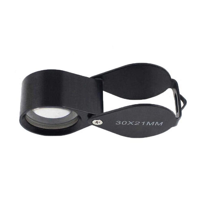 iKKEGOL Pocket Jewelry Loupe 30x 21mm Foldable Magnifying Jewelers Eye Glass Magnifier, Metal Body Black with Box - NewNest Australia