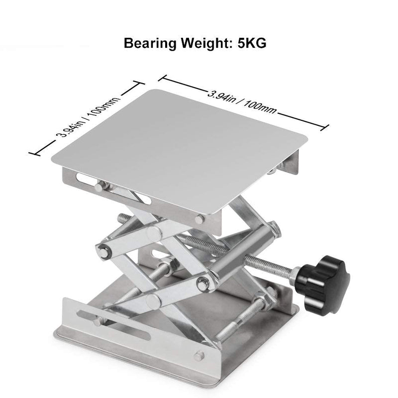 stonylab 4"x4" Lab Scissors Jack, 100 x 100mm Stainless Steel Laboratory Support Jack Platform Lab Lift Stand Table, Expandable Lift Height Range from 45mm to 150mm, Support Weight 5KG 100 x 100 mm - NewNest Australia