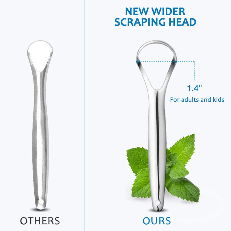 Cafhelp 2-Pack Tongue Scraper, 100% Useful Surgical Stainless Steel Tongue Cleaner for Both Adults and Kids, Professional Reduce Bad Breath Metal Tongue Scrapers, Help Your Oral Hygiene (with 2 cases) - NewNest Australia