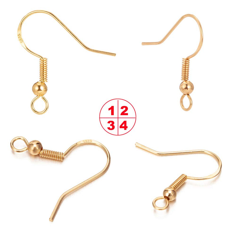 Earring Hooks for Jewelry Making - 120 PCS/60 Pairs Hypoallergenic 14K Gold Ear Wires Fish Hooks for Jewelry Making, Jewelry Findings Parts with 120 PCS Rubber Earring Backs Stopper for DIY Earrings - NewNest Australia