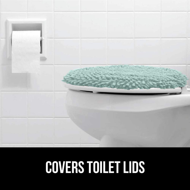 Gorilla Grip Original Shag Chenille Bathroom Toilet Lid Cover, Many Colors, 19.5x18.5 Inches, Large Machine Washable, Ultra Soft Plush Fabric Covers, Fits Most Size Toilet Lids for Bathroom, Sea 18.5" x 19.5" Seablue - NewNest Australia