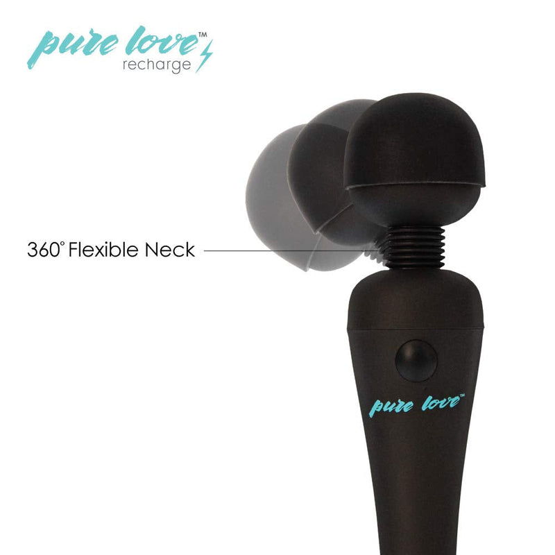 pure love Massage Wand, Personal Vibrator, Full Body Massager, Rechargeable & Waterproof, Handheld, Cordless, Powerful PowerBullet Motor, Black - NewNest Australia
