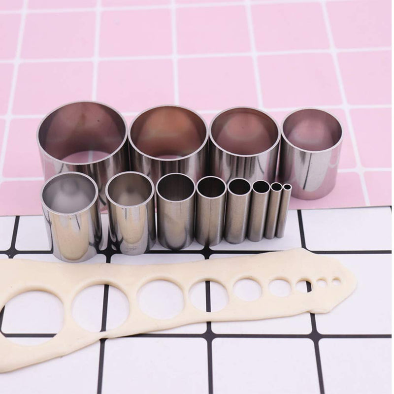 Fireboomoon 12 PCS Hole Hollow Punch Cutter Set with Storage Case,Stainless Steel Round Circle Ring Clay Cutters Ceramics Dotting Baking Indentation Mold Tools for Polymer Clay Pottery Handmade Craft - NewNest Australia