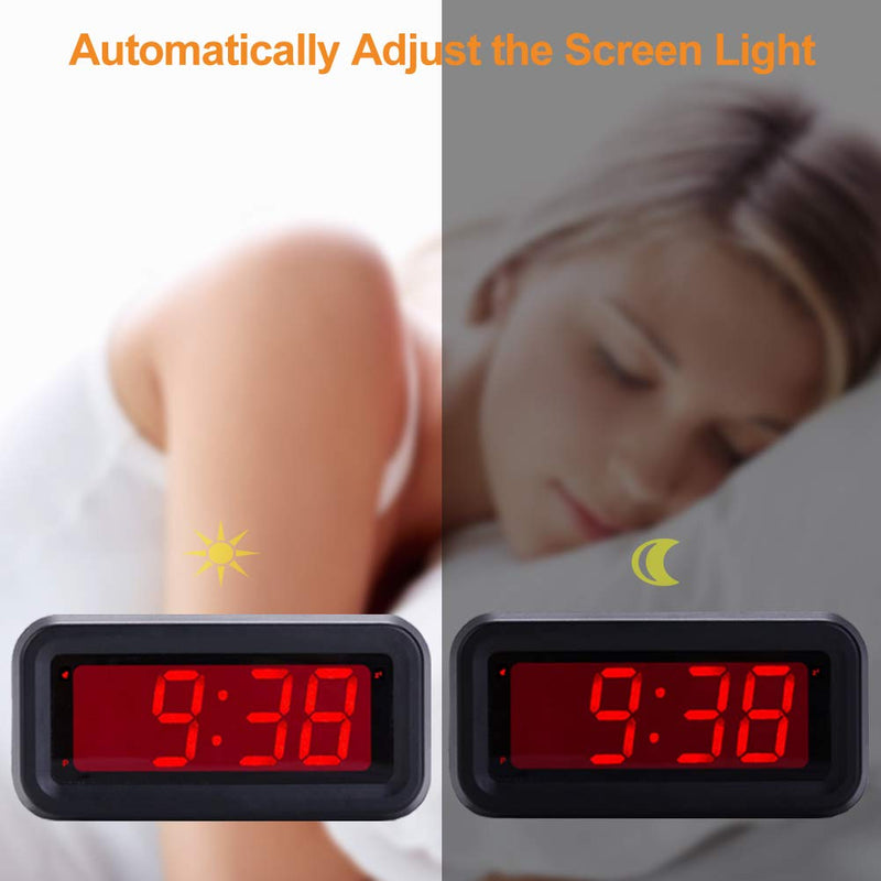 NewNest Australia - EUTUKEY Bedroom Alarm Clock Battery Operated Only, 4" LED Screen, Big Red Digit Display, 2 Levels of Automatic Dimming, Snooze, 12/24h, Easy Digital Clock for Kids and Adults, Elderly, Boys, Girls 