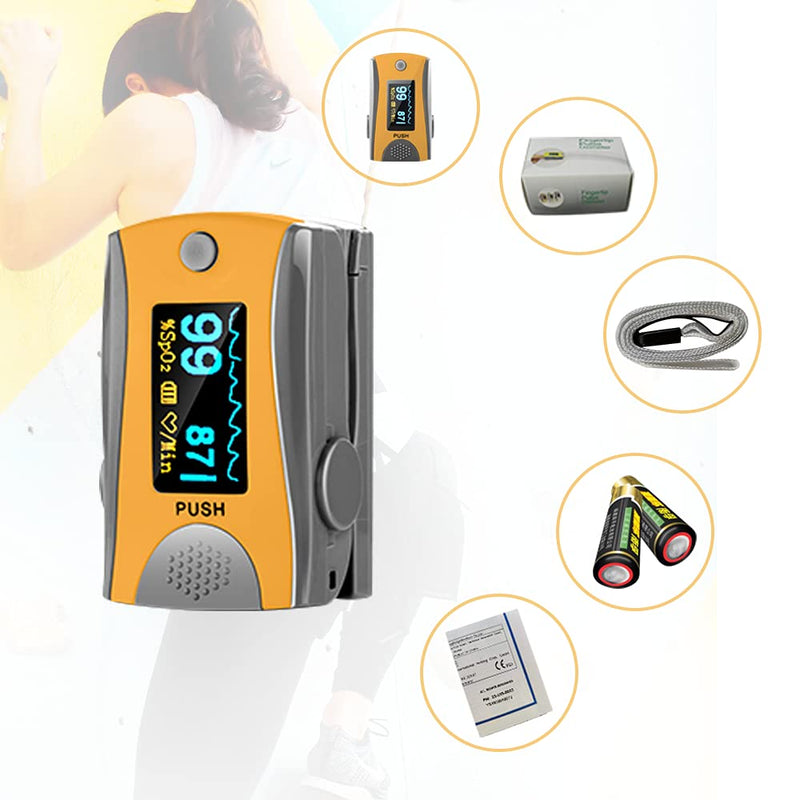 BLT M70 Fingertip Pulse Oximeter CE Approved, SpO2 Blood Oxygen Saturation Monitor Finger with Heart Rate Tracking for Children and Adult, Not Related To NHS (Includes Batteries and Lanyard) (Yellow) Yellow - NewNest Australia