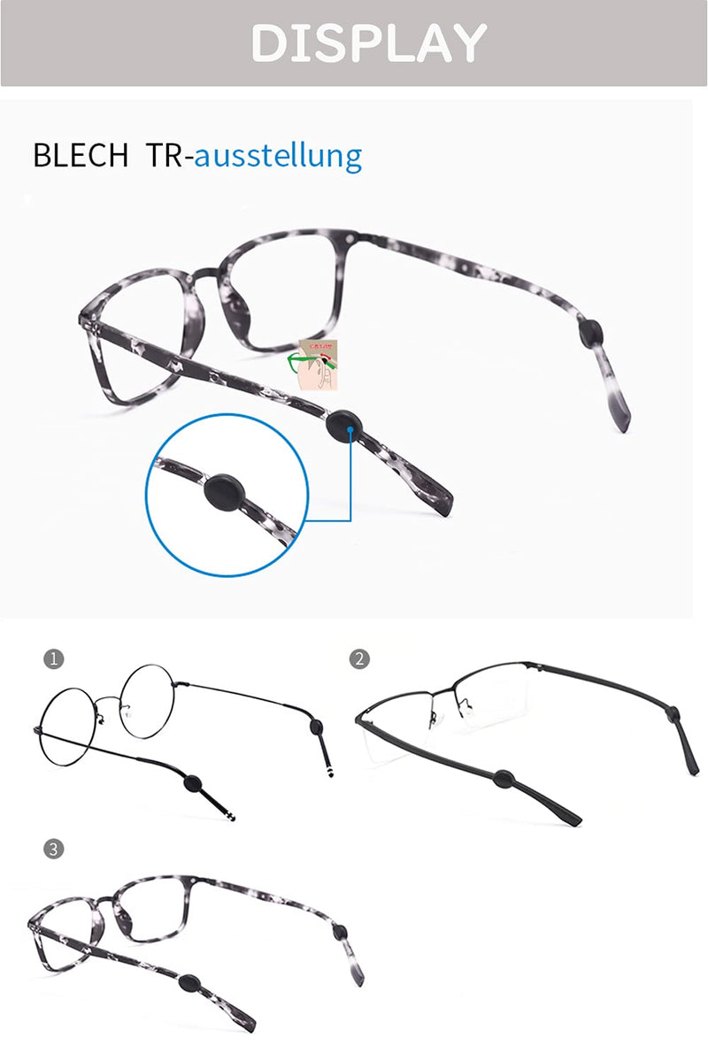 Anti-slip glasses ear hooks, silicone round 10 pairs of comfort silicone anti-slip holders for glasses, for sports glasses temple tip, black/white black/white - NewNest Australia