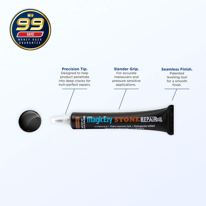 MagicEzy Stone Repair Ezy: (Black) Marble, Granite, Quartz Countertop Chip Repair Kit | Stone Fix, Laminate, Corian, Travertine| Super Strong Seam Filler Black - NewNest Australia