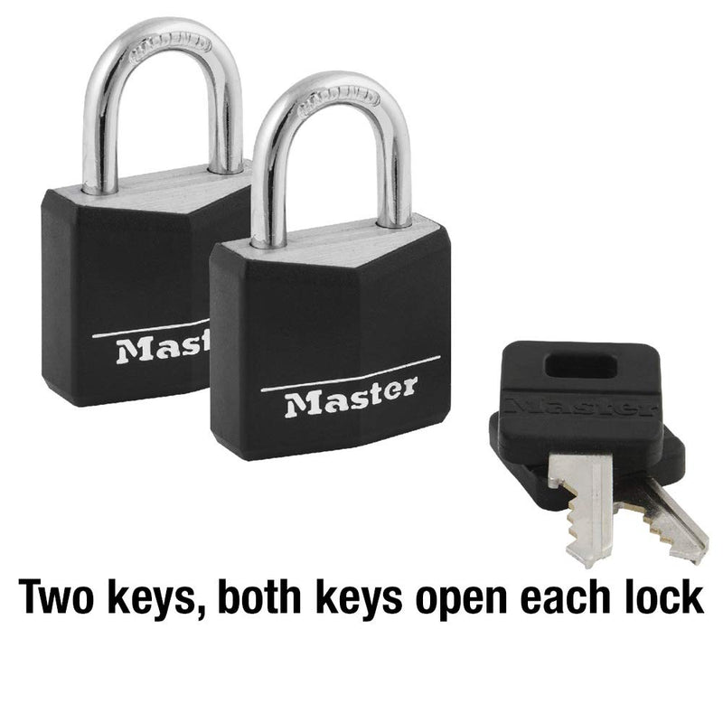 Master Lock 131T Covered Aluminum Keyed Alike Padlocks, 2 Pack, Black, 2 Count - NewNest Australia