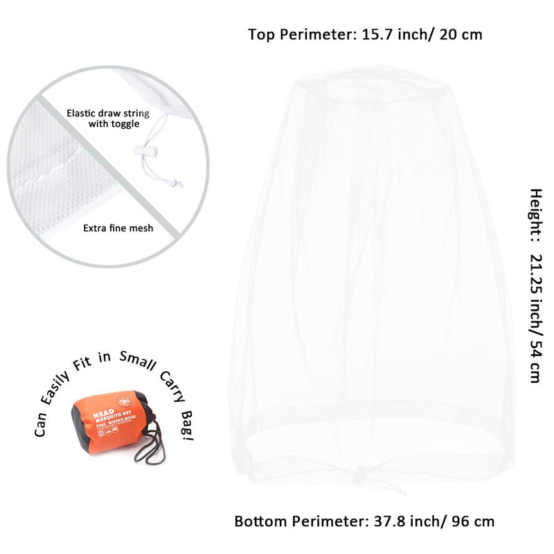 Cinvo Bug Net Face Netting Head Mesh Net Hat for Bugs No See Ums Insects Gnats Biting Midges from Outdoor Activities Works Over Most Hats Comes with Free Stock Pouch (Pack of 1 White) - NewNest Australia