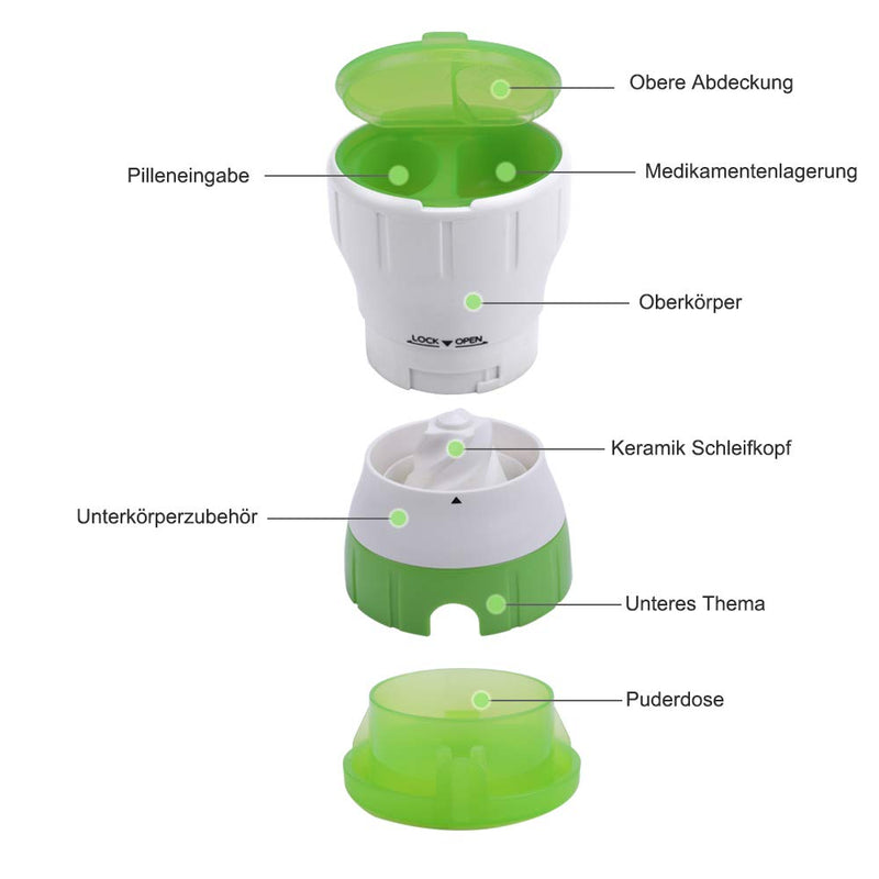 Opret Tablet Mortar With Deposit Compartment, Rotating Tablets Crushing Mortar, Multifunctional Ceramic Tablet Chopper Bottle Pill Mortar Mortar Pill Crusher Grinder - NewNest Australia
