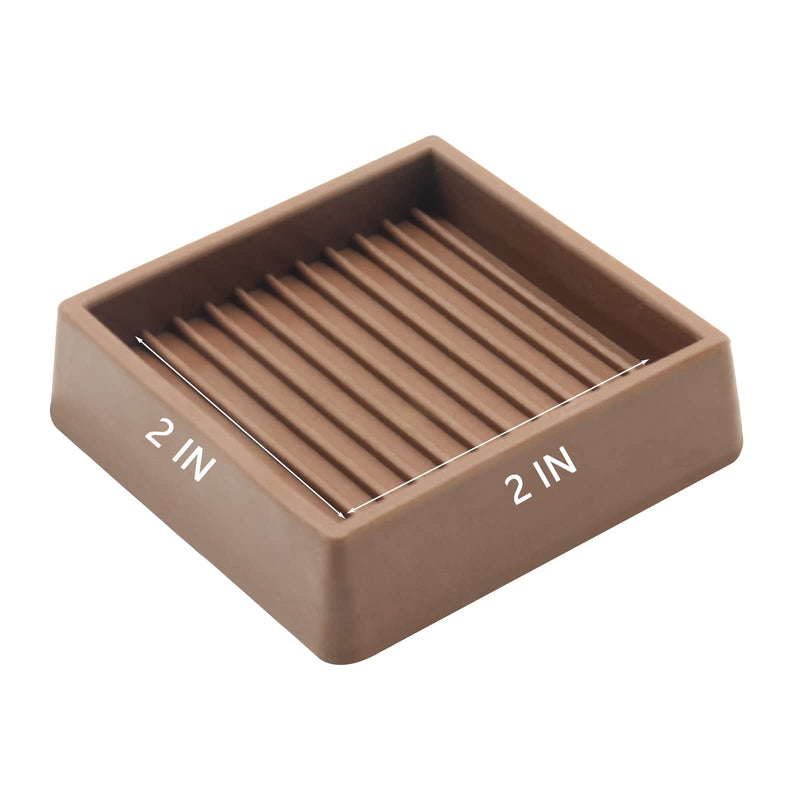 VOCOMO 2X2 Square Rubber Furniture Caster Cups with Anti-Sliding Floor Grip - 4 Pack 2“ x 2”-Brown - NewNest Australia