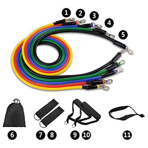 Nature Therapy Home Fitness Accessory Resistance Tube Resistant Bands Set (11 PCS) With Carrying Bag Muscle Building Strength Training Yoga Pull Rope Home Gym Equipment - NewNest Australia