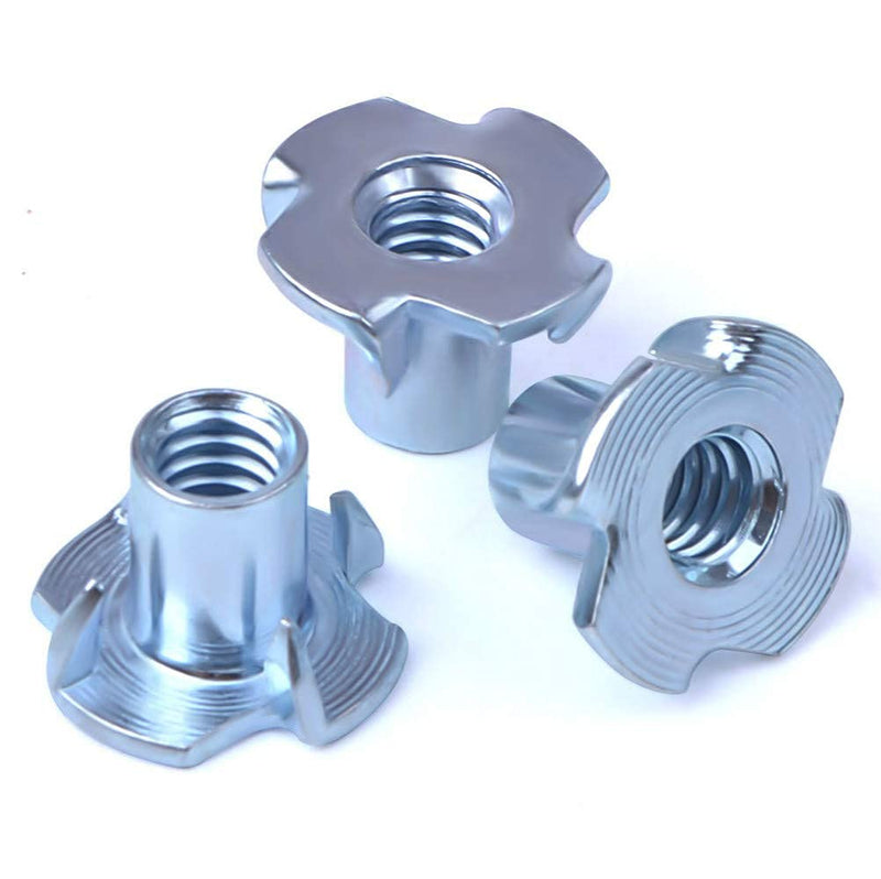 T Nuts 1/4"-20,5/16"-18, 3/8"-16,Hincell 120pcs Zinc Plated Steel T-Nut 4 Pronged Tee Blind Nuts Assortment Kit for Wood, Rock Climbing Holds, Cabinetry, Furniture,etc. - NewNest Australia