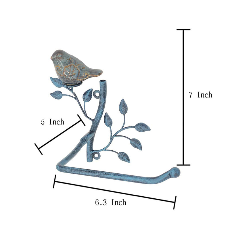 Owlgift Wall Mounted Metal Toilet Tissue Holder w/Ceramic Bird, Roll Organizer for Bathroom - Turquoise One Size - NewNest Australia