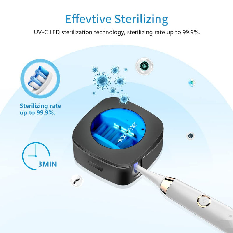 OOCOME Portable Deep UV Toothbrush Sanitizer Case Toothbrush Sanitizer Holder Organizer Case Toothbrush Cleaner Holder with Sticker free Punching for Travel and Family Use (Black) Black - NewNest Australia
