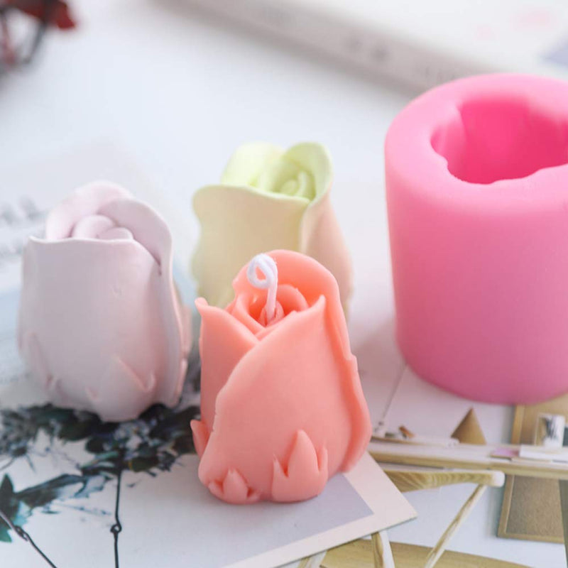 2Pcs/Set 3D Rose Flower Candle Molds, Rose Shaped Craft Art Silicone Mold for Fondant Cake Decoration Making Beeswax Candle Handmade Soap Lotion Bar Crayon Wax Plaster - NewNest Australia