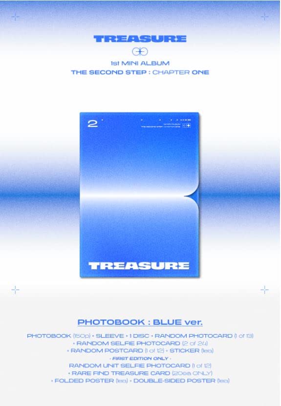 Treasure The Second Step : Chapter One 1st Mini Album PhotoBook Version A-Blue Cover CD+150p PhotoBook+2p Selfie PhotoCard+1p Postcard+1p Sticker+Tracking Kpop Sealed - NewNest Australia