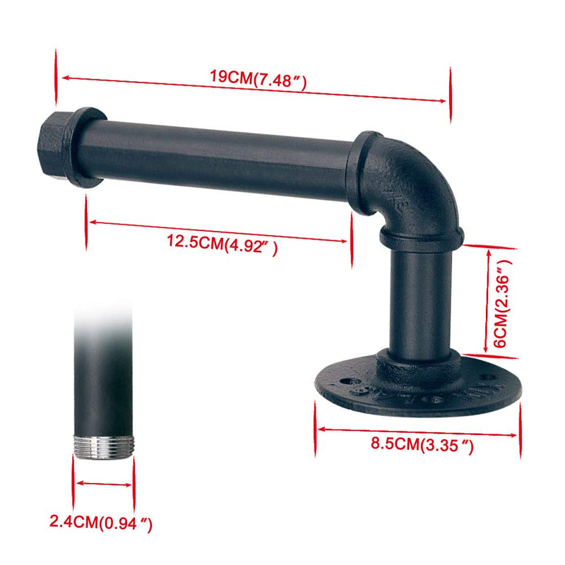 SUNMALL Toilet Paper Holder,Heavy Duty Industrial Iron Pipe Roll Tissue Holder Towel Racks with Hardware for Bathroom, Bedroom, Kitchen,Modern Electroplated Finish Black - NewNest Australia