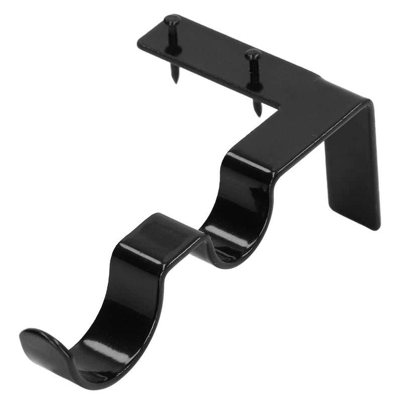 2Pcs Double Curtain Rod Bracket Steel 20lb Load Bearing Assembly Curtain Rod Hooks Holder (Black) Black - NewNest Australia