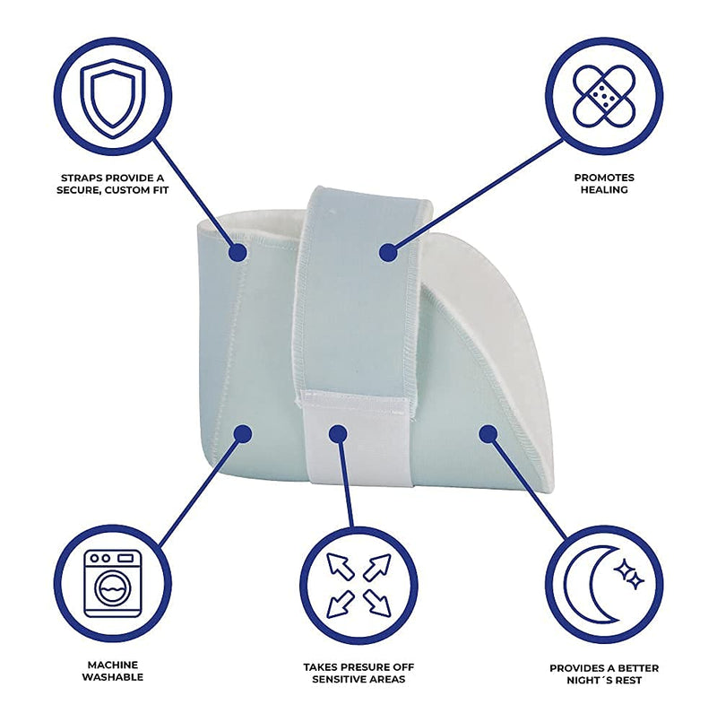Mobiclinic, Anti-Decubitus Heel Pad, Left, Elbow, Heel, European Brand, Pressure Relief Pad, Anti-Decubitus Heel Cushion, One Size, Adjustable, Washable, Colour: White - NewNest Australia