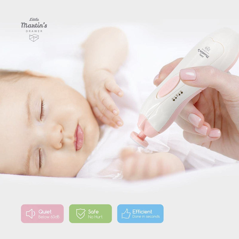 Little Martin’s Drawer Baby Nail Trimmer File with Light - Safe Electric Nail Clippers Kit for Newborn Infant Toddler Kids Toes and Fingernails - Care, Polish and Trim - Battery Operated (AA) Pink - NewNest Australia
