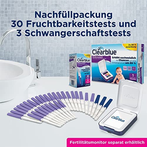 Clearblue Kinderwunsch Fertility Monitor / Cycle Computer Refill Pack, 33 Tests (30 X Ovulation Test/Fertility Test For Women To Determine Ovulation & 3 X Pregnancy Test) - NewNest Australia