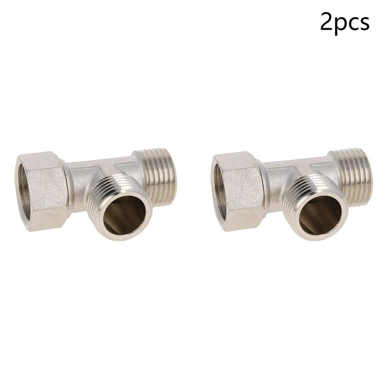 Yinpecly Brass Tee Pipe Fitting 1/2PT Male x 1/2PT Female x 1/2PT Male T Shaped Coupling Connector for Connect Pipes Water Fuel Oil Inert Gases Silver Tone 2pcs - NewNest Australia