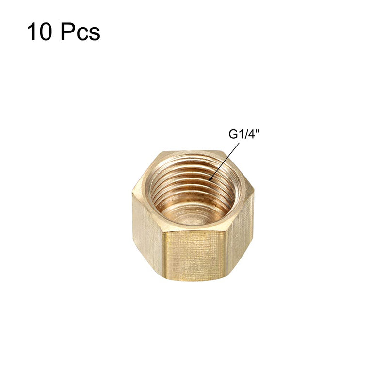 uxcell 1/4-Inch Brass Cap 10pcs G1/4 Female Pipe Fitting Hex Compression Stop Valve Connector - NewNest Australia