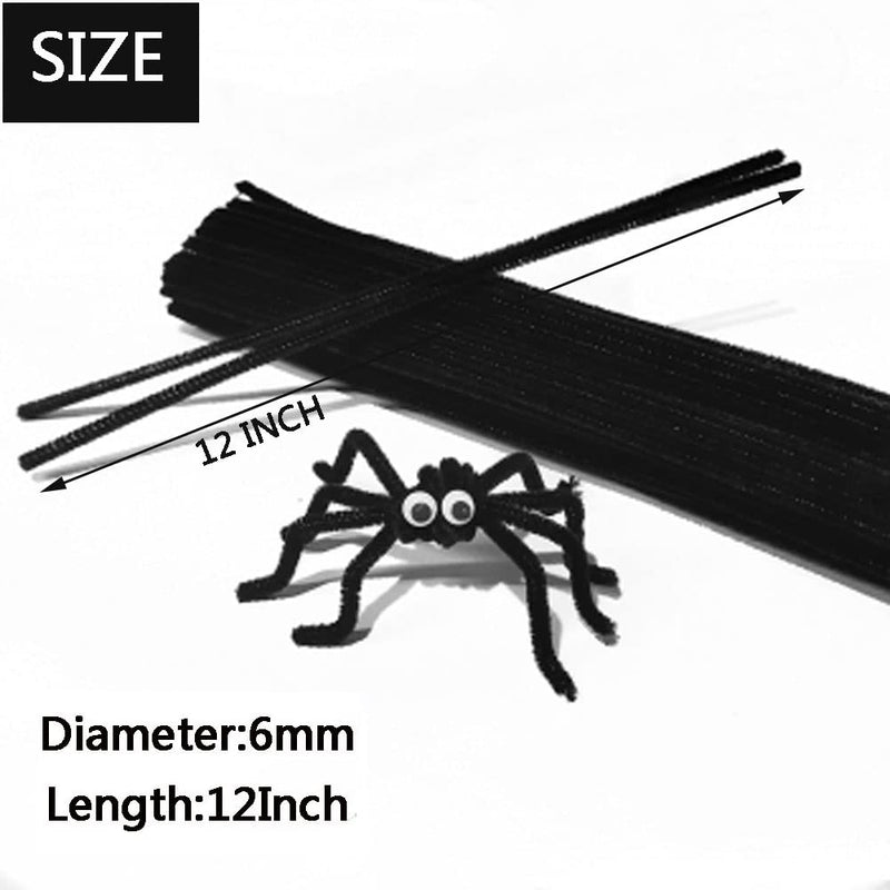 100Pcs Black Pipe Cleaners Chenille Stem for DIY Crafts,Arts,Wedding,Home,Party,Holiday Decoration 6 mm x 12 Inch 100Pcs Black - NewNest Australia