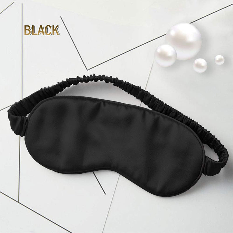 Sleep Mask,Silk Eye Mask for Sleeping Women/Men/Girls,19 Momme Both Sides 100% Pure Mulberry Silk Blackout Anti-Allergy Blindfold with Elastic Strap for Night,Travel,Nap,Meditation (Black) Black - NewNest Australia