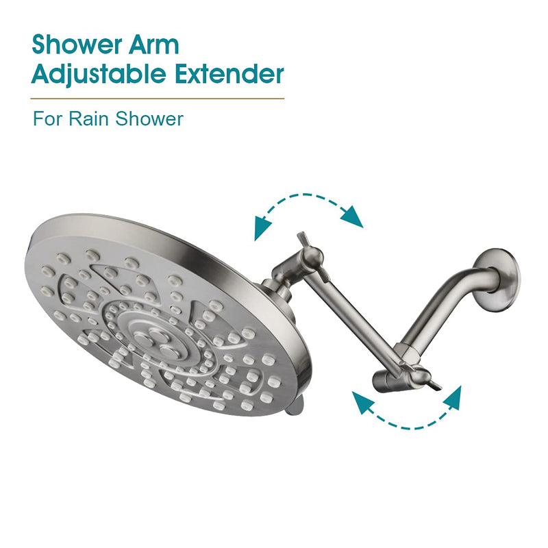 BRIGHT SHOWERS Brass Adjustable Shower Arm Extender for Rain and Handheld Shower Head, 5 Inch Universal Shower Head Extension Arm, Height Adjust, Brushed Nickel - NewNest Australia