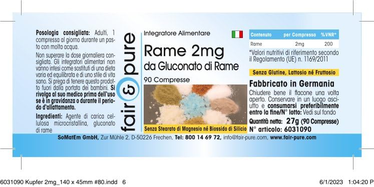 Fair & Pure® - copper tablets 2mg - copper gluconate - vegan - without magnesium stearate - 90 tablets - NewNest Australia