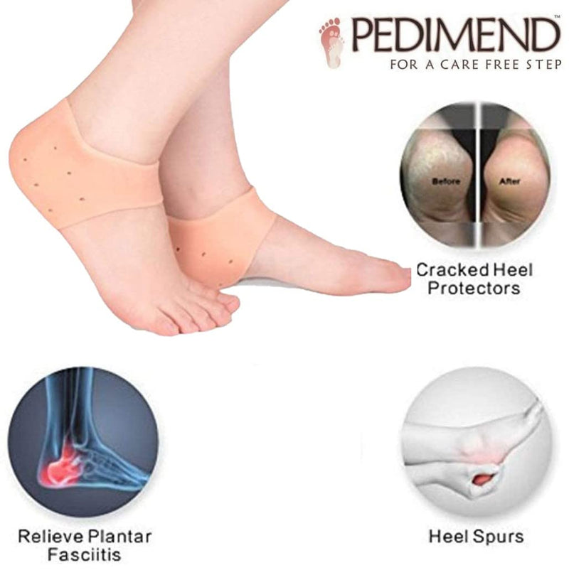 PEDIMEND Silicone Gel Heel Socks with Hole (1PAIR) - Cracked Heel Protectors - Relieve Heel Pain, Heel Pressure with Extra Cushioning – Ideal for Rough Heels - Extra Strong & Thick - Foot Care - NewNest Australia