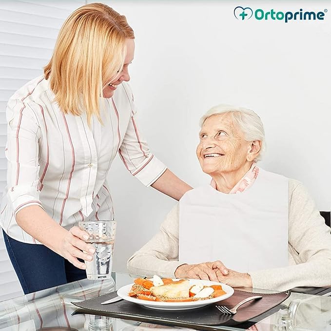 Ortoprime X3 Waterproof Bibs For Adults Made Of Terry Cloth + Pvc Washable - Waterproof And Reusable Giant Bibs For Seniors - Set Of 3 Bibs For Adults Funny, White - NewNest Australia
